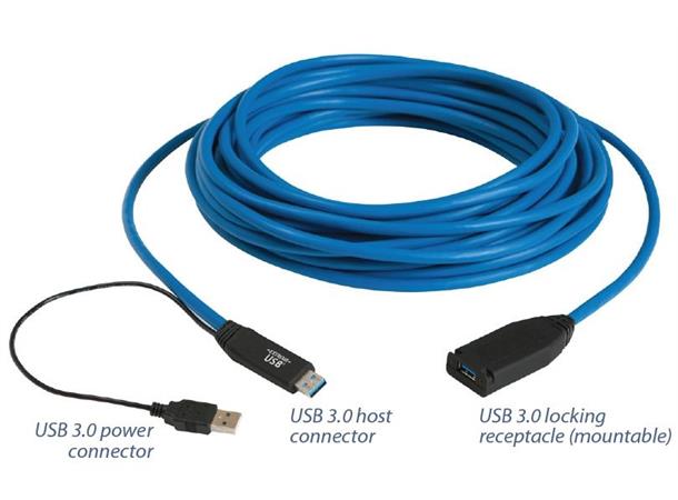 Icron USB3 Kabel A-A - 15 m Aktiv skjøt USB3 Extender Aktiv skj. kabel SP3001-15